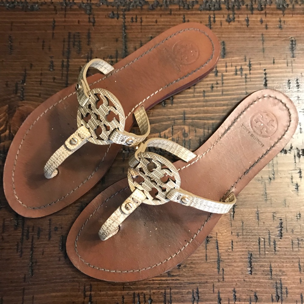 Tory Burch Mini Miller Snake-Embossed Sandal